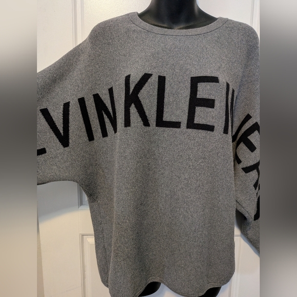 Calvin Klein Grey Oversized Logo Sweater XL Dolman Sleeve ✨☁️ - Picture 4 of 6